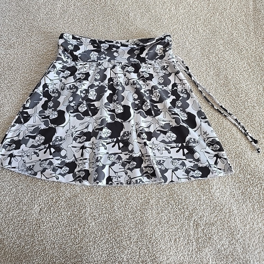 Soybu Skirt Womens Black White Abstract Print Athletic Stretch Activewear Size M